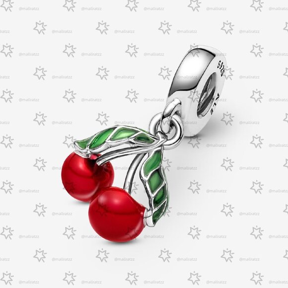 Pandora Asymmetrical Cherry Fruit Dangle Charm - Picture 3 of 5